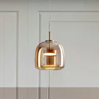 Solara Glass Pendant Light, Gold Metal Finish, Integrated LED