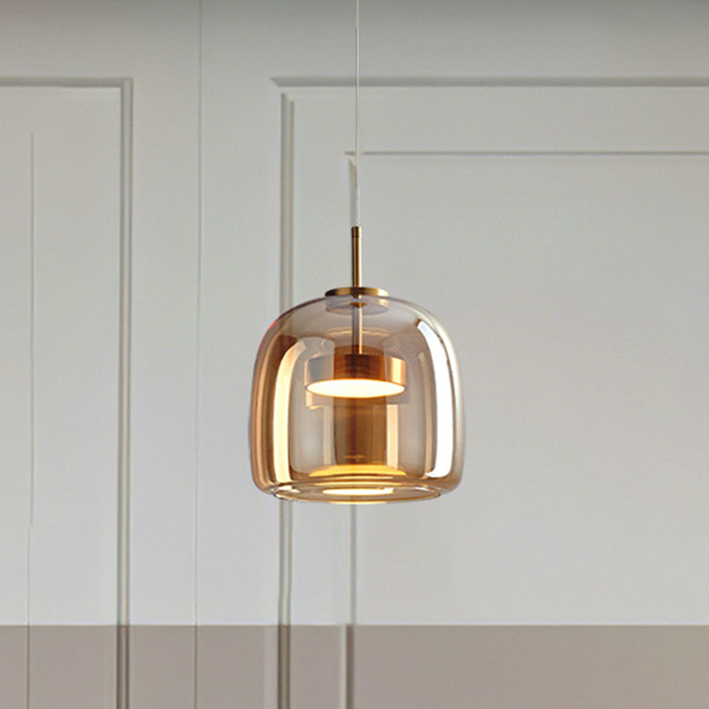 Solara Glass Pendant Light, Gold Metal Finish, Integrated LED