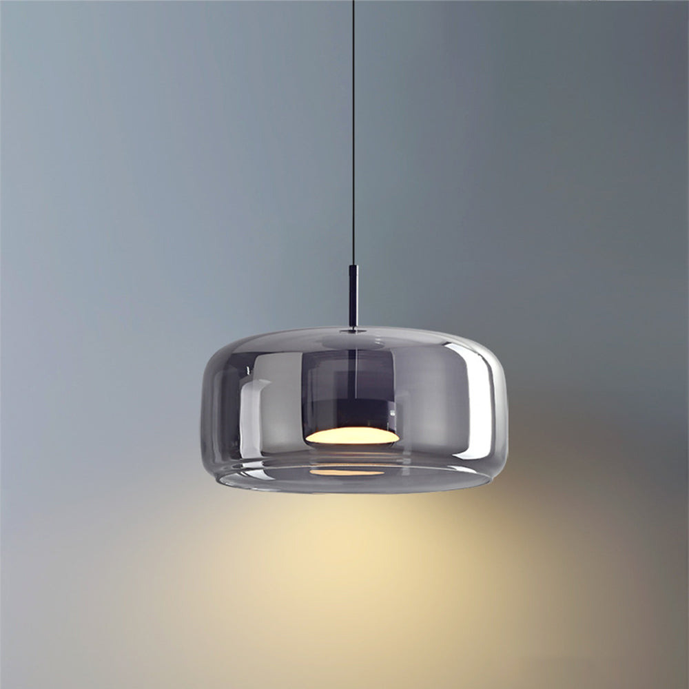 AuroraGold vintage-pendel lampe, gyldent metal, glasskærm, dæmpbar LED