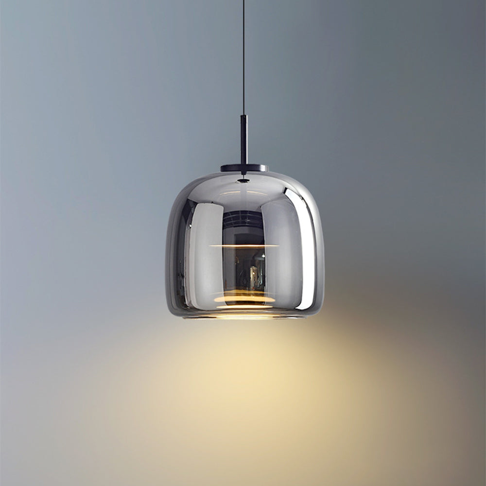 AuroraGold vintage-pendel lampe, gyldent metal, glasskærm, dæmpbar LED