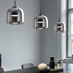 AuroraGold vintage-pendel lampe, gyldent metal, glasskærm, dæmpbar LED