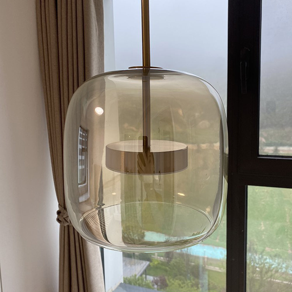 Solara Glass Pendant Light, Gold Metal Finish, Integrated LED