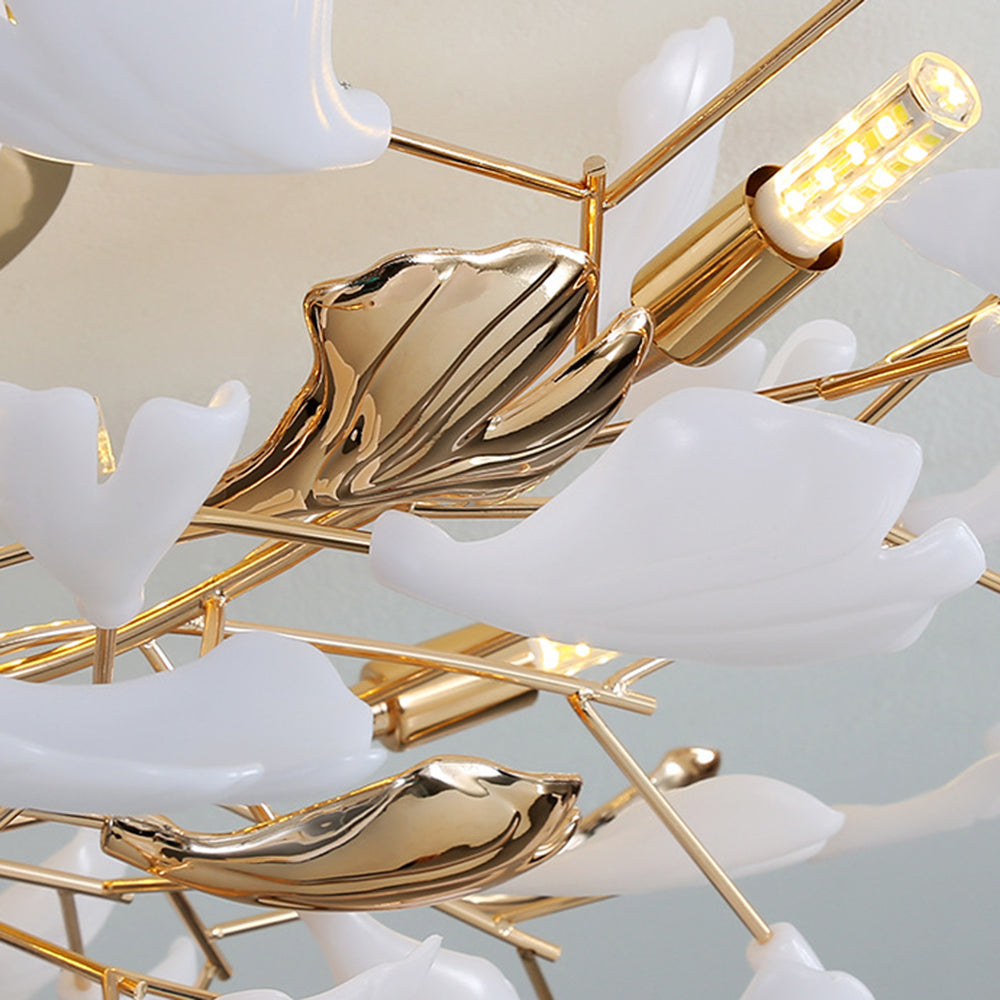 Olivia Elegant Leaf Ceramic/Metal Flush Mount Ceiling Light, Gold | Fioriscas