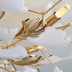 Olivia Elegant Leaf Ceramic/Metal Flush Mount Ceiling Light, Gold | Fioriscas