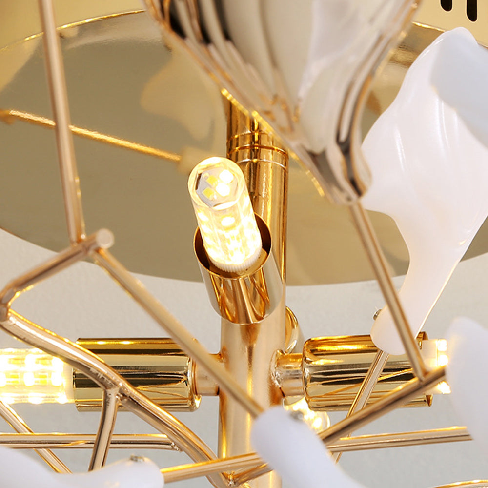 Olivia Elegant Leaf Ceramic/Metal Flush Mount Ceiling Light, Gold | Fioriscas