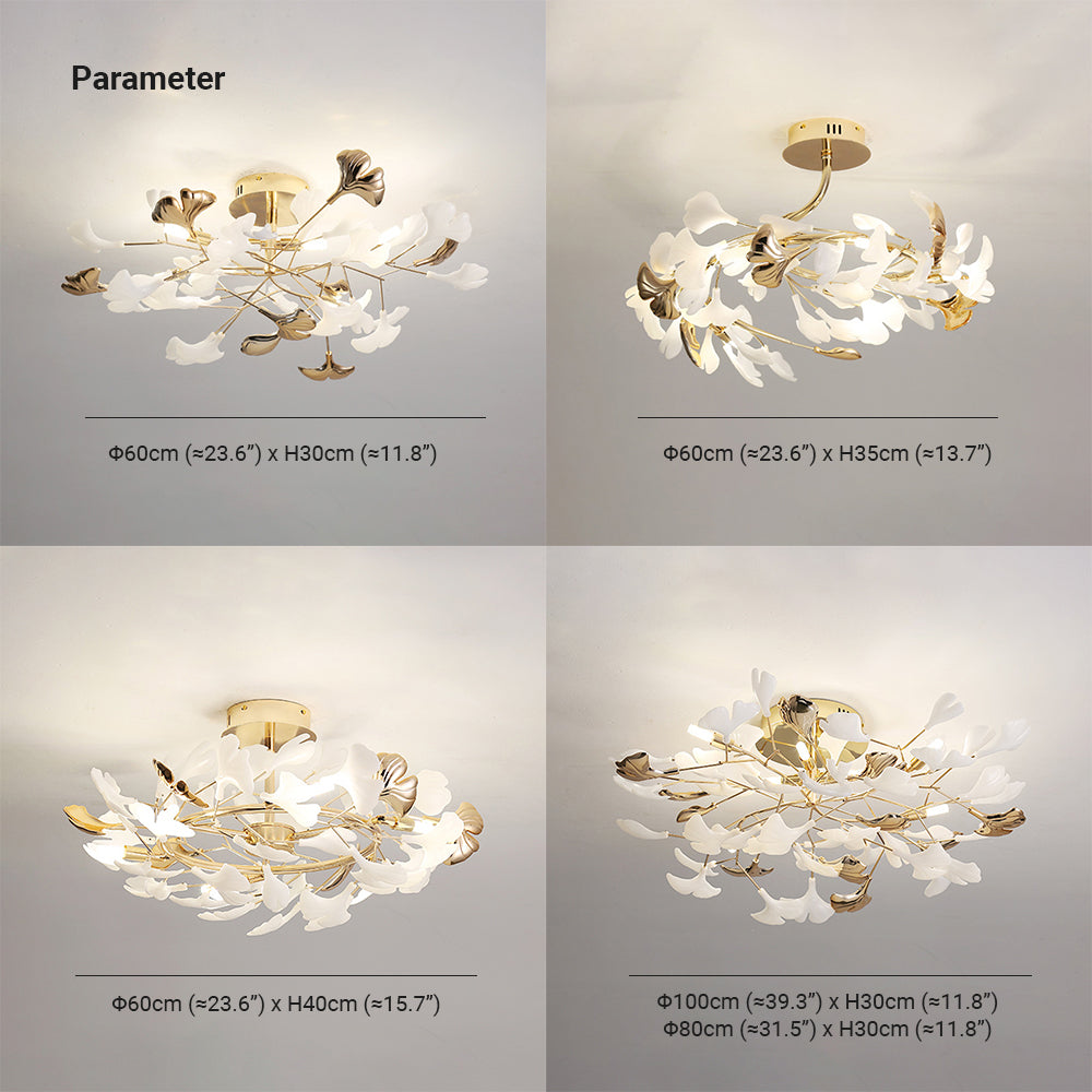 Olivia Elegant Leaf Ceramic/Metal Flush Mount Ceiling Light, Gold | Fioriscas