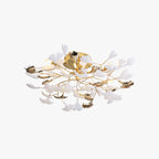 Olivia Elegant Leaf Ceramic/Metal Flush Mount Ceiling Light, Gold - Neutralighting