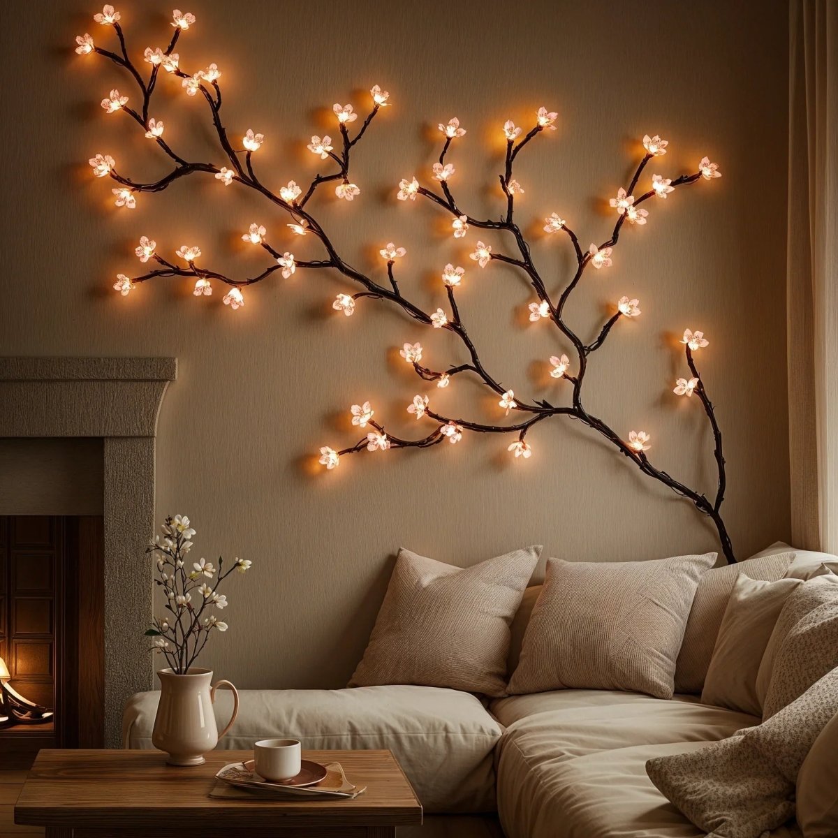 1.6 m LED string lights, warm white & soft pink glow - Fioriscas