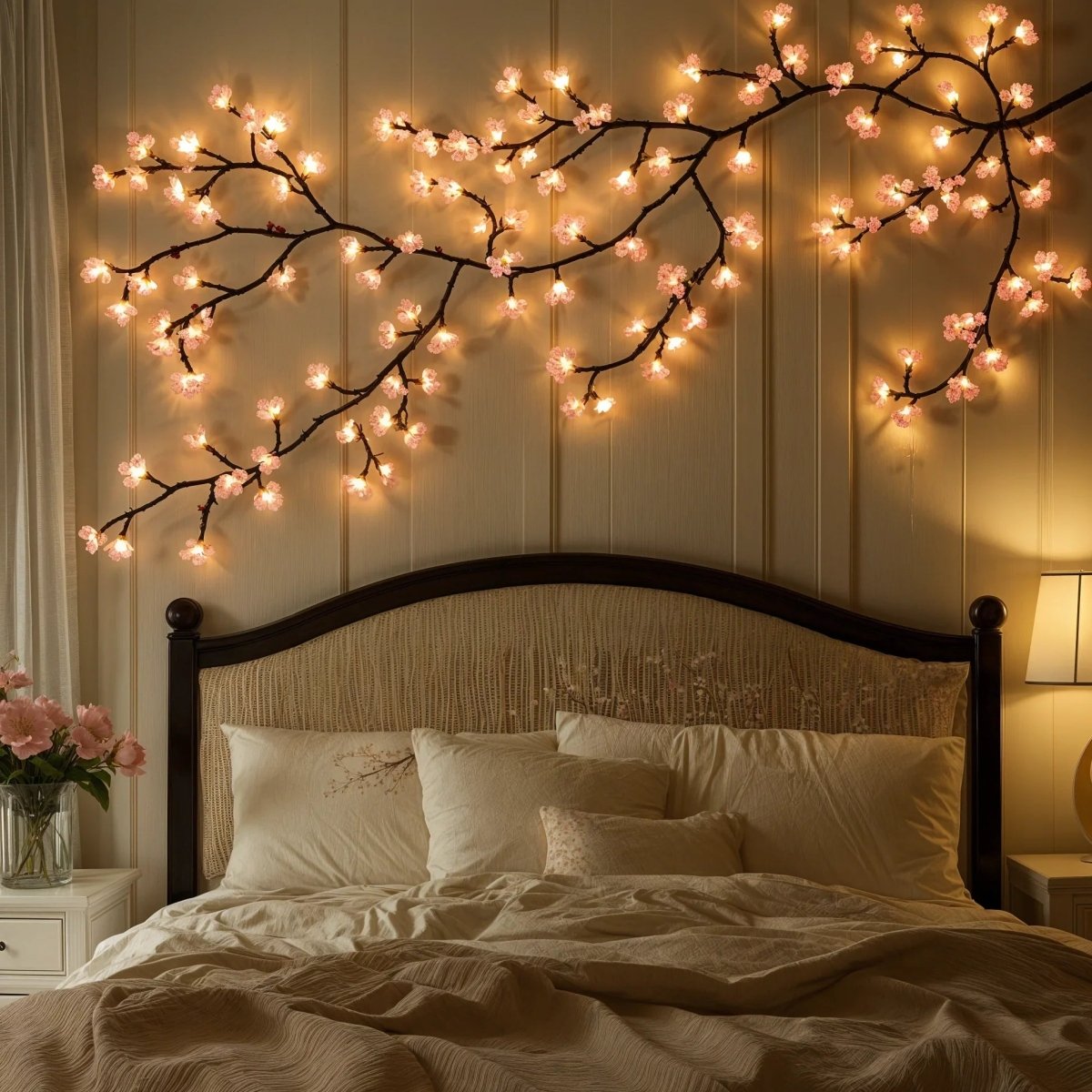 1.6 m LED string lights, warm white & soft pink glow - Fioriscas