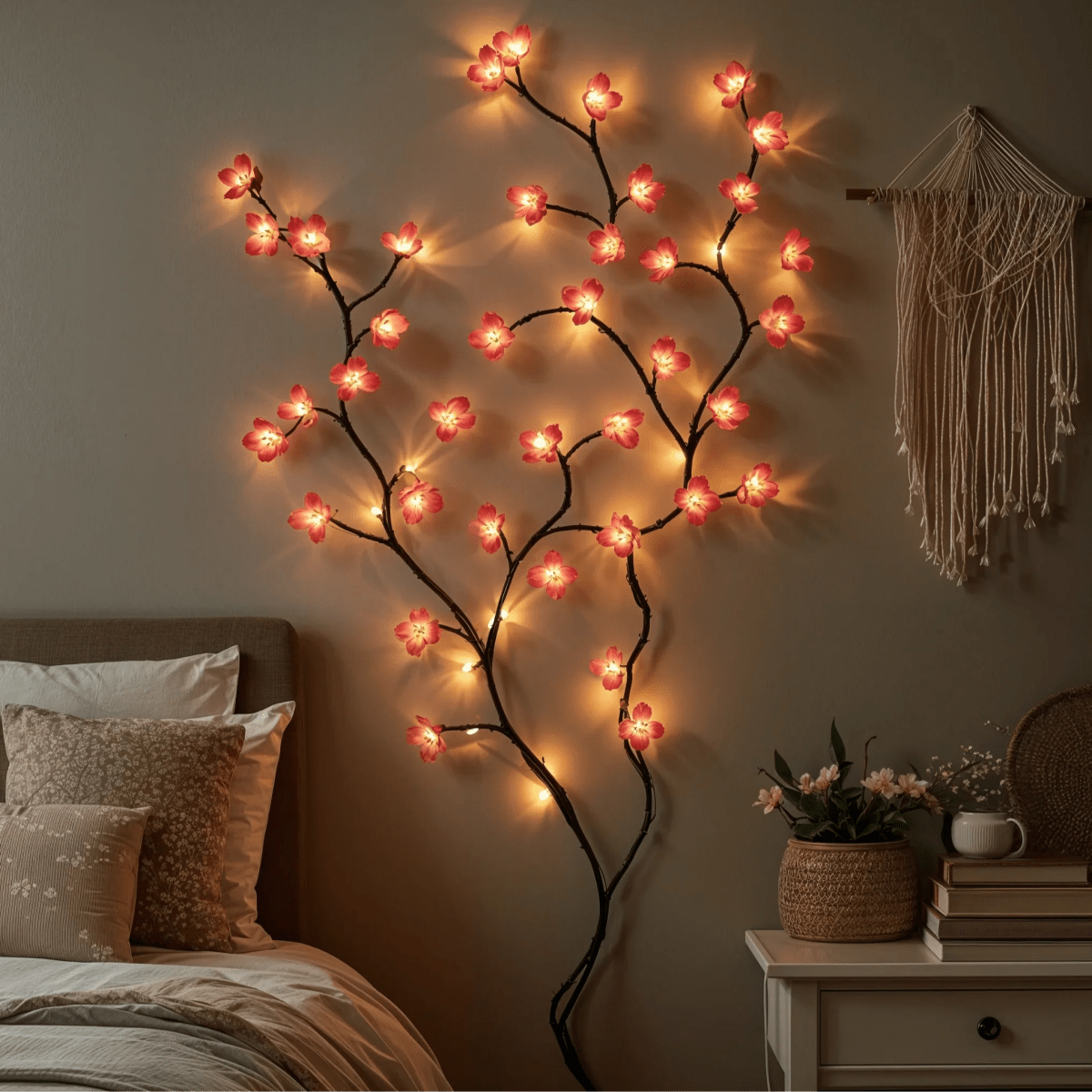 1.6 m LED string lights, warm white & soft pink glow - Fioriscas