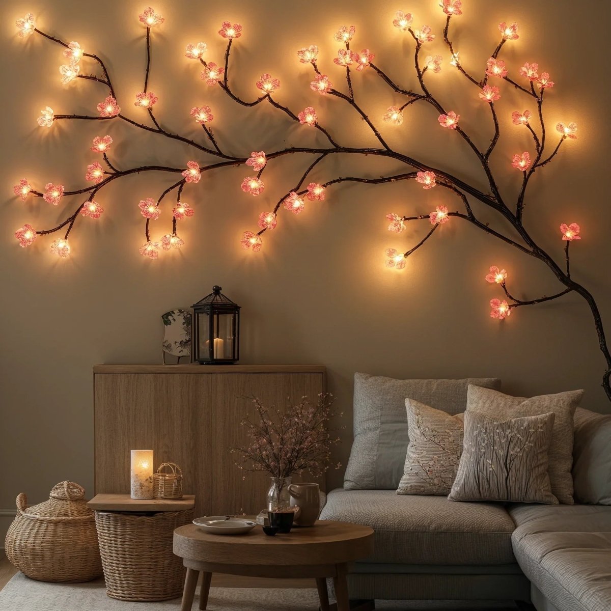 1.6 m LED string lights, warm white & soft pink glow - Fioriscas