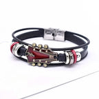 Leather Bracelet with Guitar-Inspired Design - Fioriscas