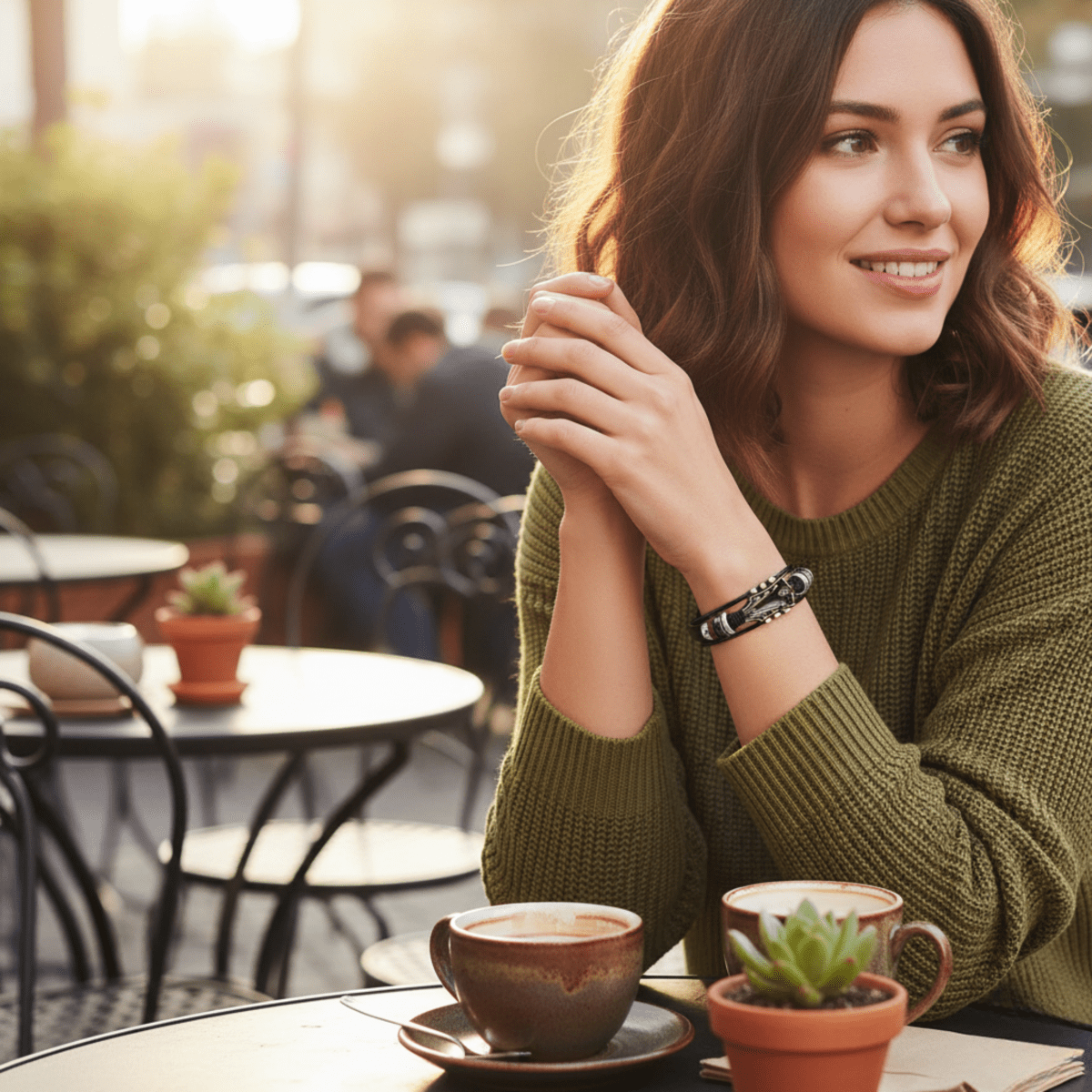 Leather Bracelet with Guitar-Inspired Design - Fioriscas