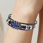 Leather Bracelet with Guitar-Inspired Design - Fioriscas