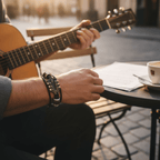 Leather Bracelet with Guitar-Inspired Design - Fioriscas