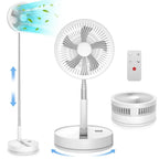 Portable Folding Floor Fan, 9-Inch Rechargeable With Remote Control