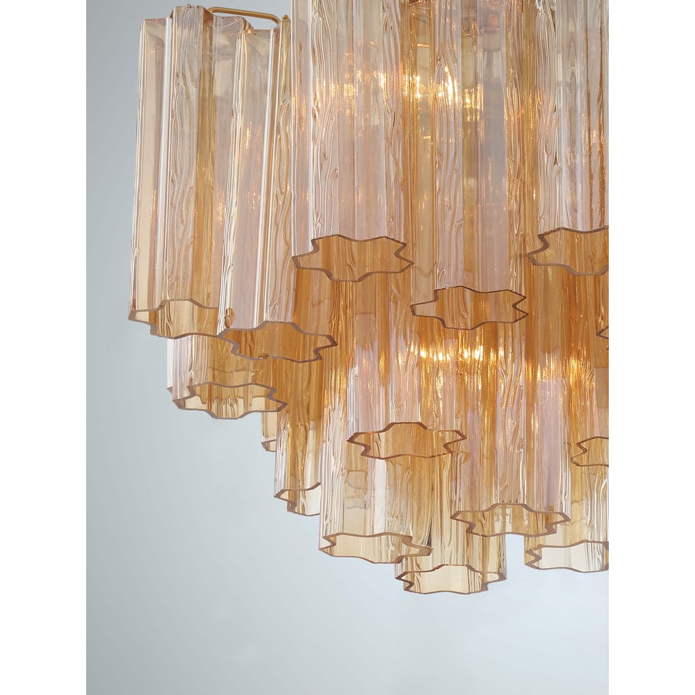 Lampadario Murano in vetro a tubi stratificati ambra Lustra | Fioriscas