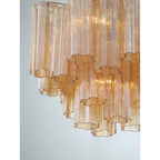 Lampadario Murano in vetro a tubi stratificati ambra Lustra | Fioriscas