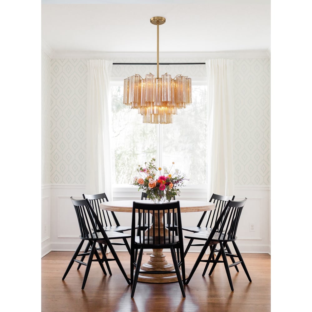 Lampadario Murano in vetro a tubi stratificati ambra Lustra | Fioriscas