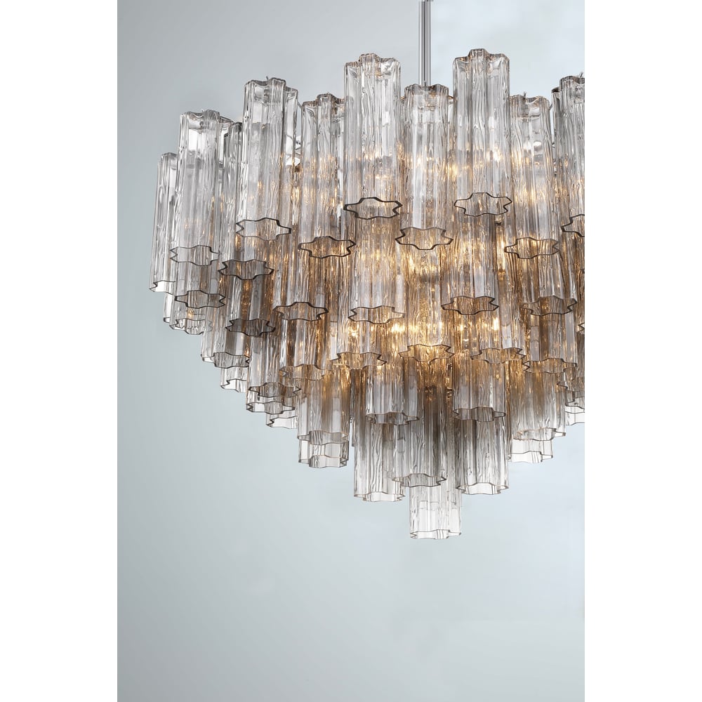 Lampadario Murano in vetro a tubi stratificati ambra Lustra | Fioriscas