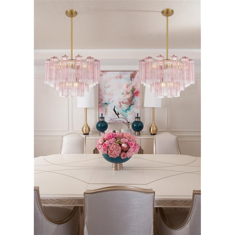 Lampadario Murano in vetro a tubi stratificati ambra Lustra | Fioriscas