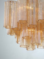 Lampadario Murano in vetro a tubi stratificati ambra Lustra | Fioriscas