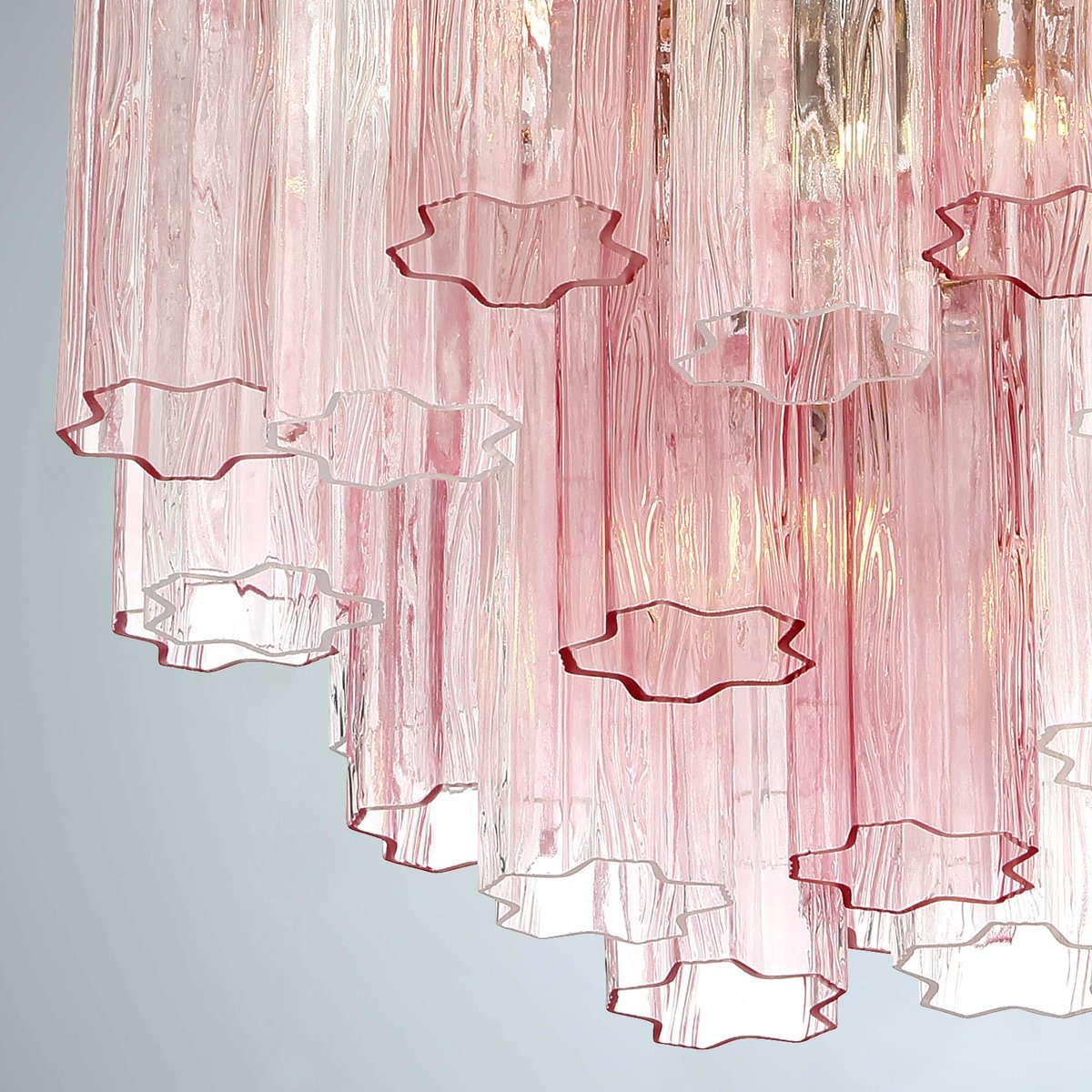 Lampadario Murano in vetro a tubi stratificati ambra Lustra | Fioriscas