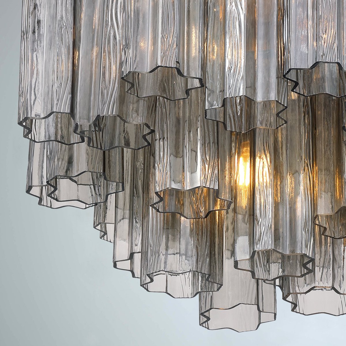 Lampadario Murano in vetro a tubi stratificati ambra Lustra | Fioriscas