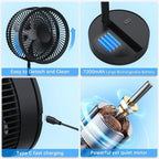 Portable Folding Floor Fan, 9-Inch Rechargeable With Remote Control