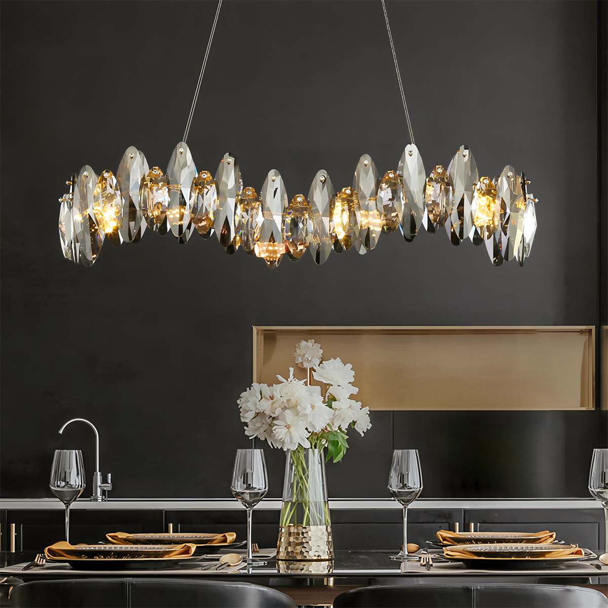 Lumina kristallen cascade kroonluchter voor glamoureuze woonruimtes