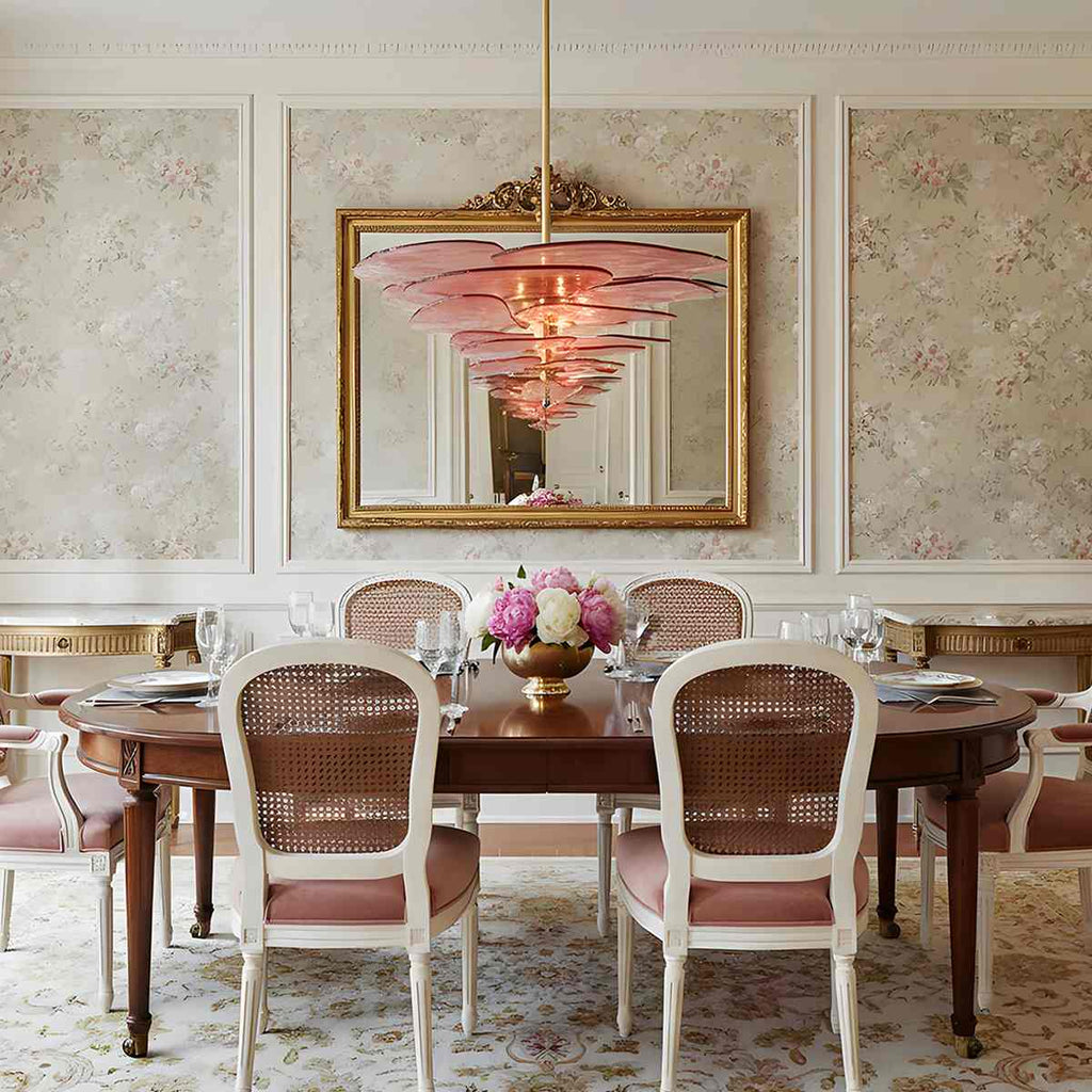 Elegantní smaragdový lustr Murano Petal se zlatými akcenty