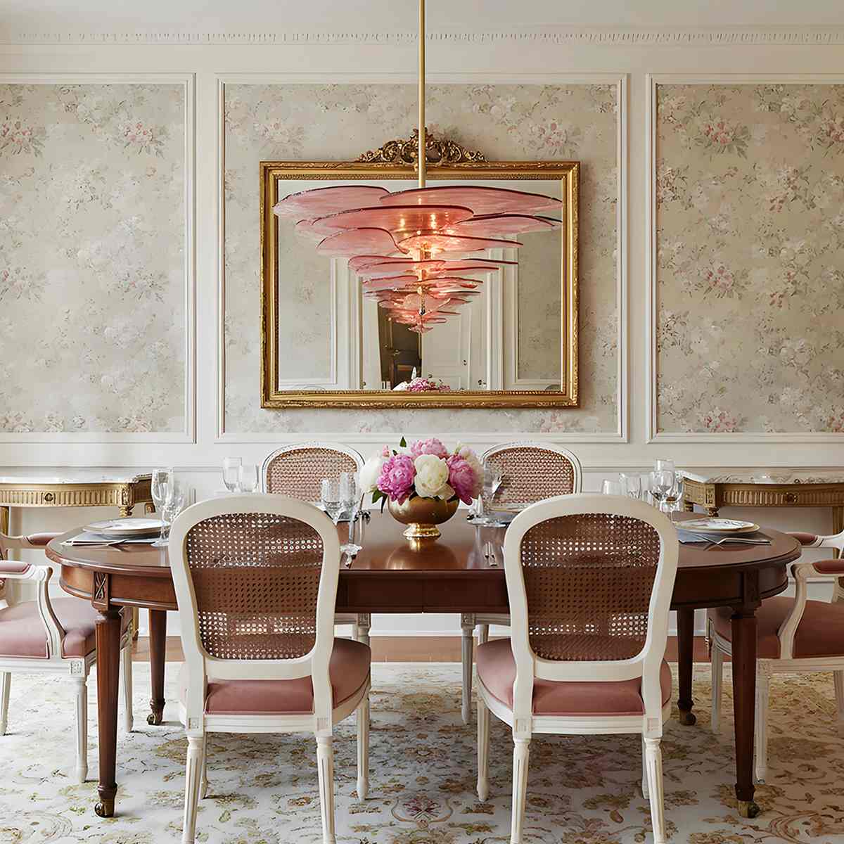 Elegantní smaragdový lustr Murano Petal se zlatými akcenty