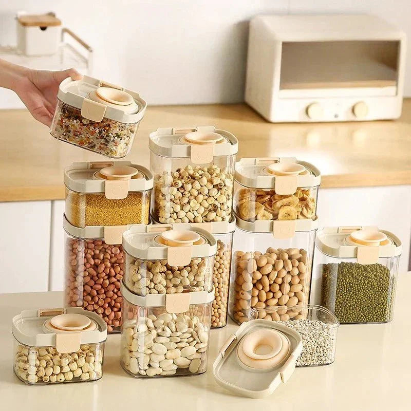 Set di contenitori ermetici per cereali, spezie e organizzazione della dispensa - Fioriscas