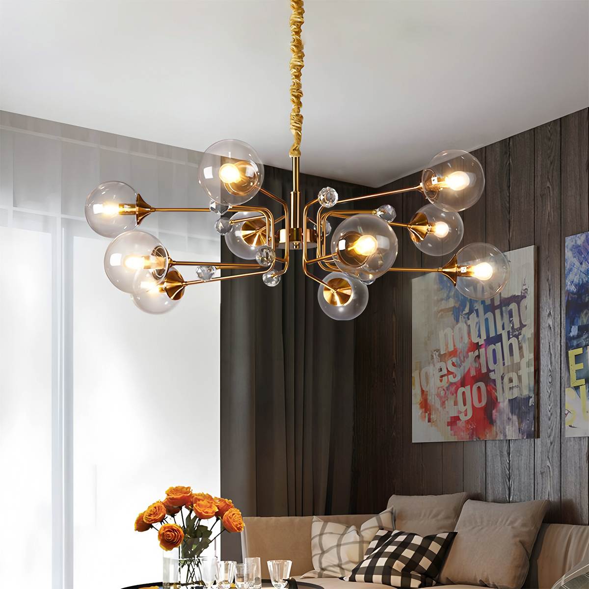Luxusní skleněný lustr Lumora pro elegantní obytné prostory