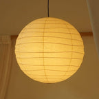 Handcrafted Japandi Washi Paper Pendant Light With Bamboo Silk Glow