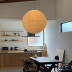 Handcrafted Japandi Washi Paper Pendant Light With Bamboo Silk Glow