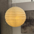 Handcrafted Japandi Washi Paper Pendant Light With Bamboo Silk Glow