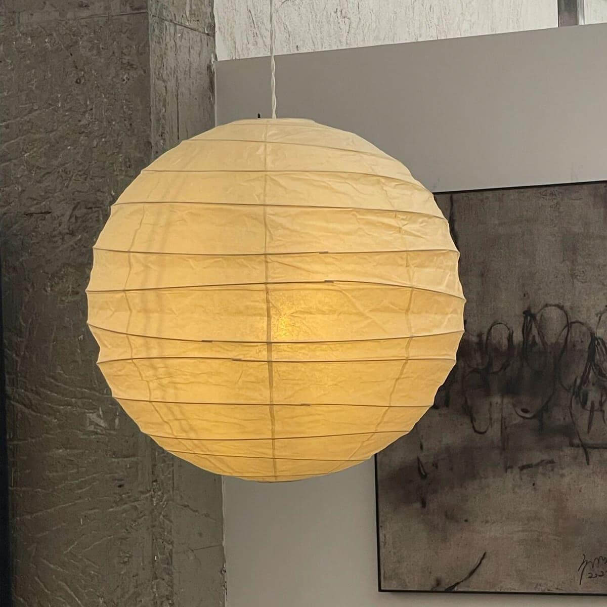 Handcrafted Japandi Washi Paper Pendant Light With Bamboo Silk Glow
