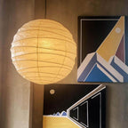 Handcrafted Japandi Washi Paper Pendant Light With Bamboo Silk Glow