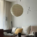 Handcrafted Japandi Washi Paper Pendant Light With Bamboo Silk Glow