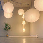Lumiera rund papperslykta, pendellampa med sladd, vit tråd, japanskinspirerad modernist