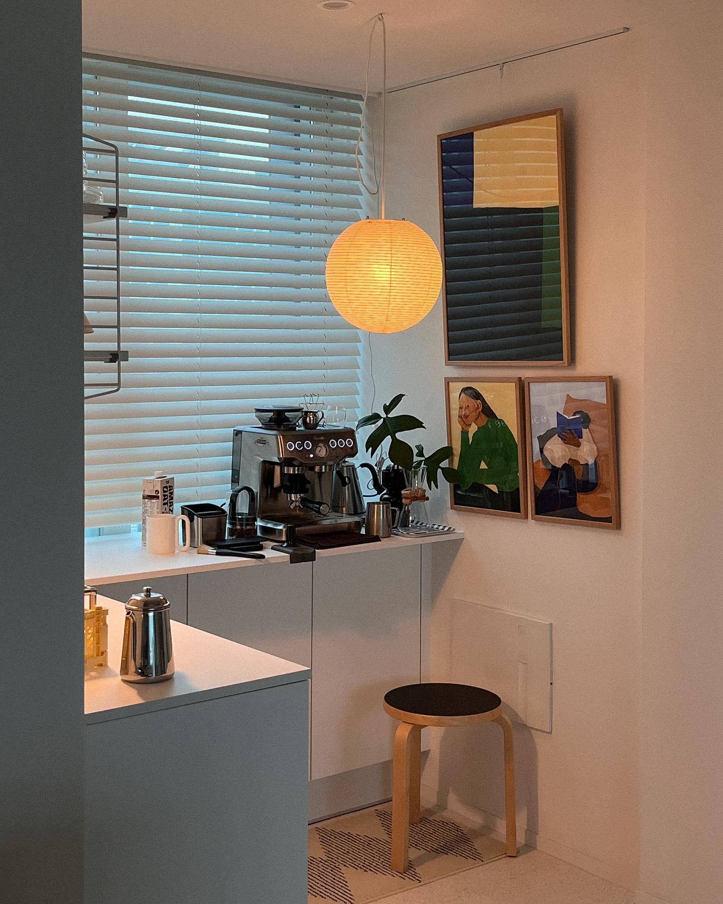Mid Century Modern Hikari Paper Lantern Pendant Swag Light With Black Cord