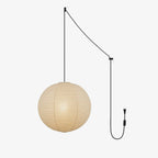 Mid Century Modern Hikari Paper Lantern Pendant Swag Light With Black Cord