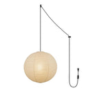 Mid Century Modern Hikari Paper Lantern Pendant Swag Light With Black Cord