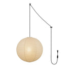 Mid Century Modern Hikari Paper Lantern Pendant Swag Light With Black Cord