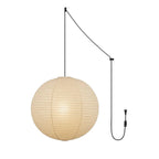 Mid Century Modern Hikari Paper Lantern Pendant Swag Light With Black Cord