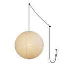 Mid Century Modern Hikari Paper Lantern Pendant Swag Light With Black Cord