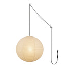 Mid Century Modern Hikari Paper Lantern Pendant Swag Light With Black Cord