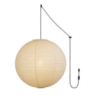 Mid Century Modern Hikari Paper Lantern Pendant Swag Light With Black Cord