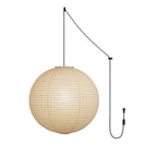 Mid Century Modern Hikari Paper Lantern Pendant Swag Light With Black Cord